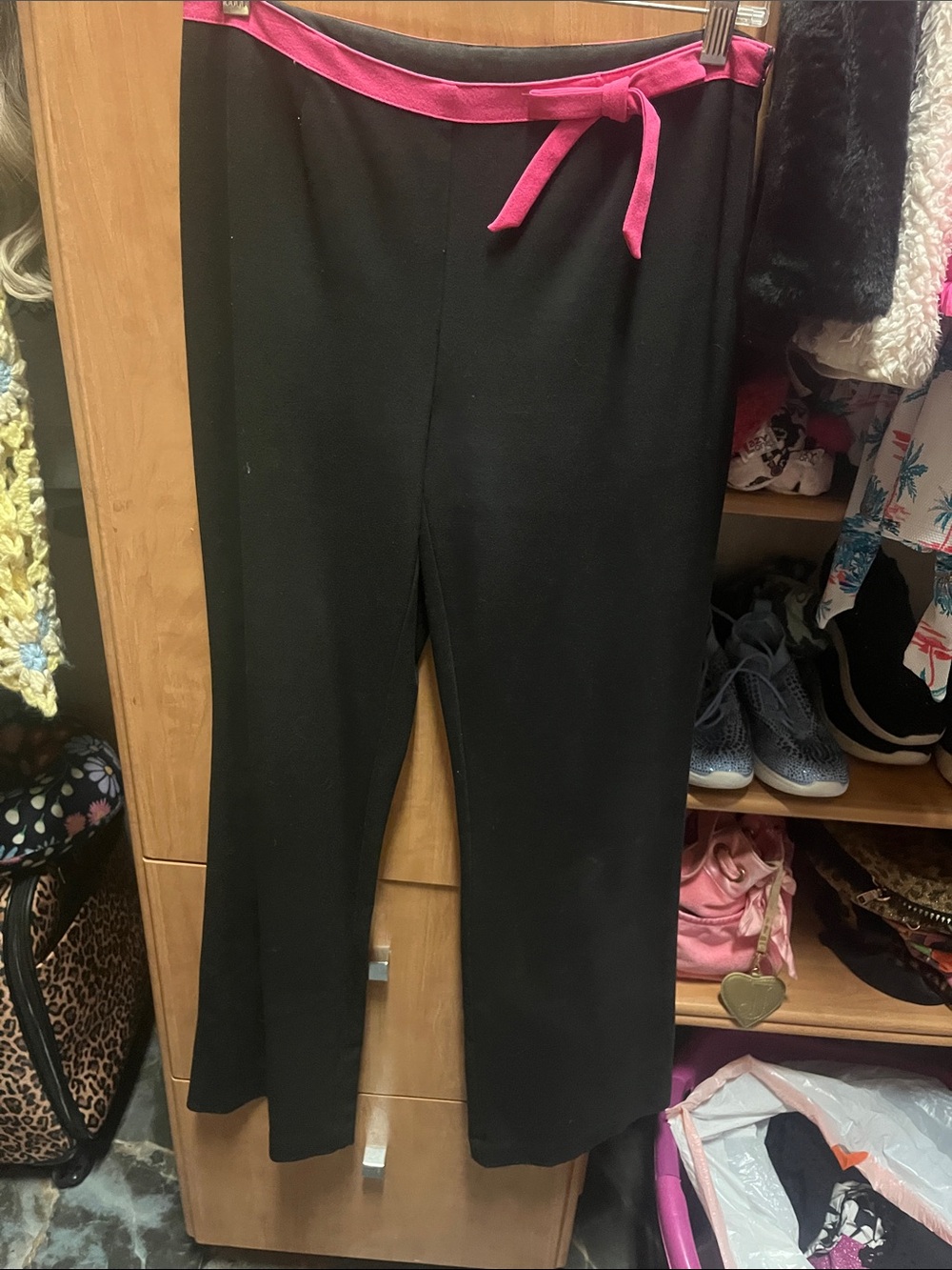 INC International Concepts Black Pull-On Pants with shirt and sweater